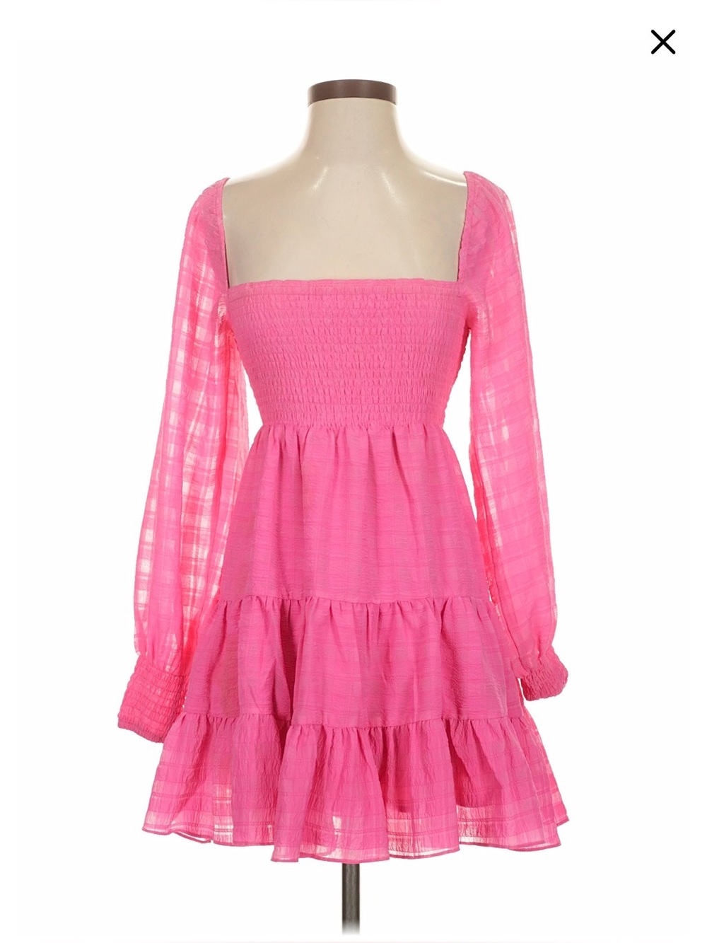 UO River Smock Long Sleeve Mini Dress us size M
